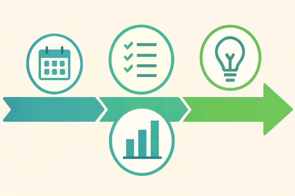 オフィスの節電対策を計画的に進めるロードマップのテンプレート図