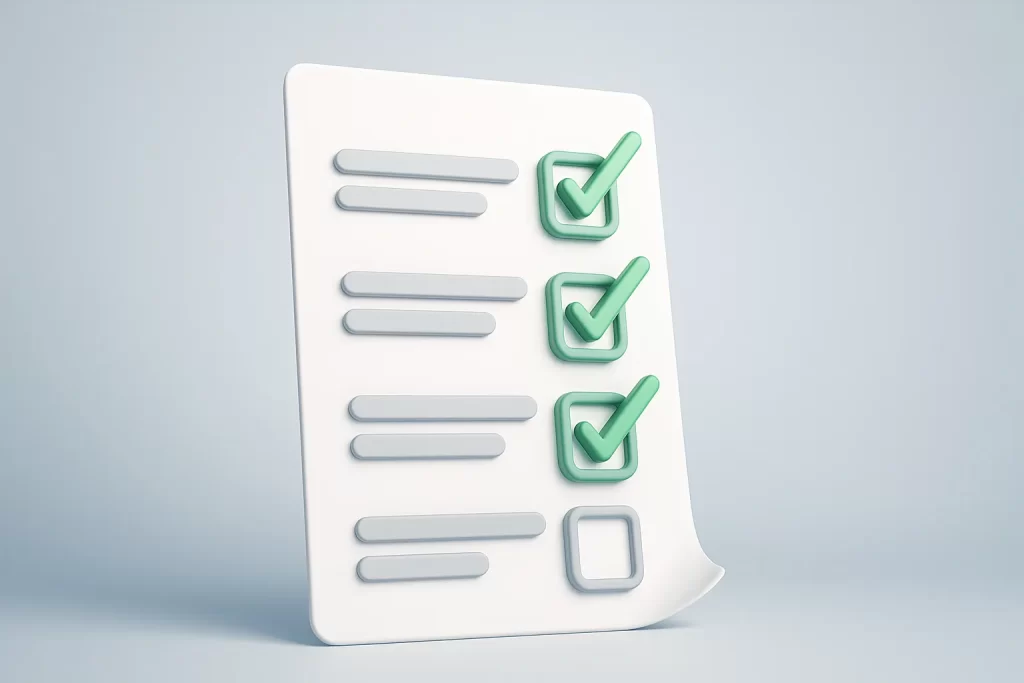 太陽光発電システムの導入・運用時に確認すべき注意点や選定基準をまとめたチェックリストのイメージ