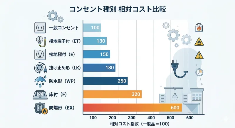 コンセント種別「相対コスト比較」