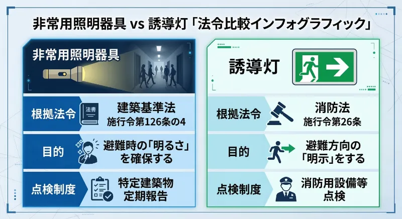 非常用照明 vs 誘導灯